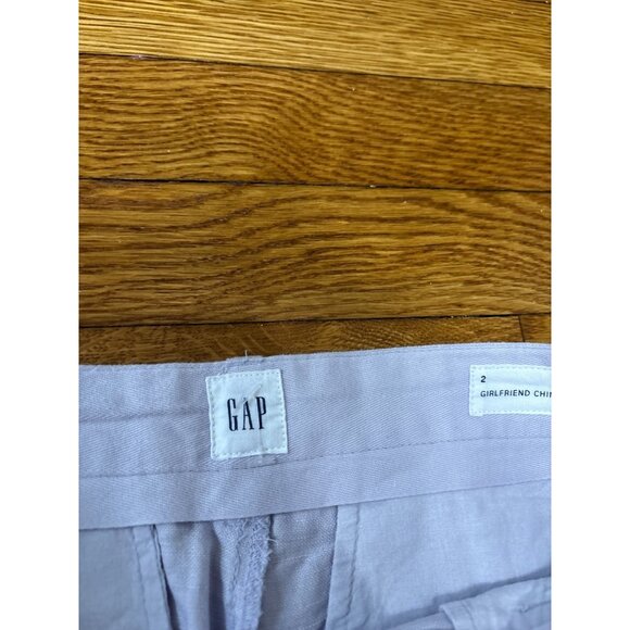 Gap Womens Girlfriend Chino Pants Size 2 Lavendar Linen Cotton Embroidered Sides - Picture 3 of 7